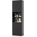 Grande colonne noire en bois 30 x 56 x 190 cm avec portes fermees et espaces ouverts pour cuisine ou sejour