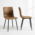Lot de 2 chaises contemporaines en daim avec dossier carre et pieds noirs metalliques resistants