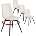 Ensemble de quatre chaises pivotantes en velours beige, dossier ergonomique et assise confortable pour salon ou bureau