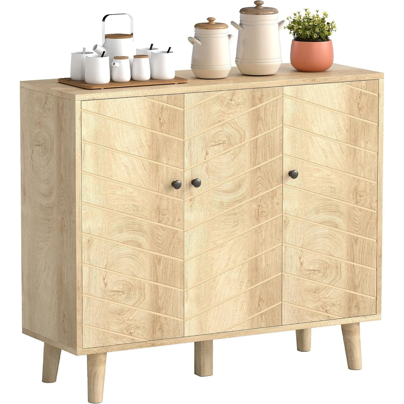 Meuble buffet de cuisine 88,3 x 30 x 76 cm avec finition bois naturel, rangement compact et design pratique pour interieur