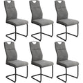 Ensemble de six chaises cantilever modernes avec dossier haut, assise rembourree et structure noire texturee, ideal salle a manger