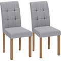 Paire de chaises gris clair au look contemporain avec pieds naturels, sieges confortables pour cuisine ou salle a manger