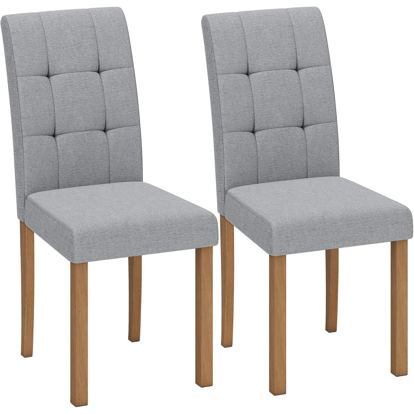 Paire de chaises gris clair au look contemporain avec pieds naturels, sieges confortables pour cuisine ou salle a manger