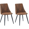 Paire de fauteuils retro en suedine marron avec siege rembourre et pieds metalliques, style industriel pour interieur