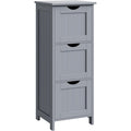 Commode grise salle de bain 81 cm avec trois tiroirs, meuble de rangement moderne pour interieur