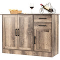 Buffet bas avec trois portes et deux tiroirs, fermeture magnetique et tablette interieure reglable pour salon ou cuisine