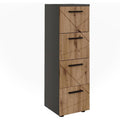 Meuble colonne Irma anthracite et chene dore 95 cm, rangement compact pour salle de bain ou interieur