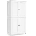 Armoire haute blanc nuage style shaker avec quatre portes et rangement ajustable pour toute la maison